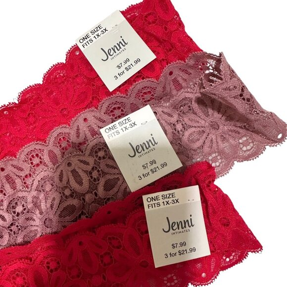 Jenni Intimates Womens Mauve‎ Red Plus Size Fits 1X-3X One Size (3) Pairs - NWT - Picture 3 of 4